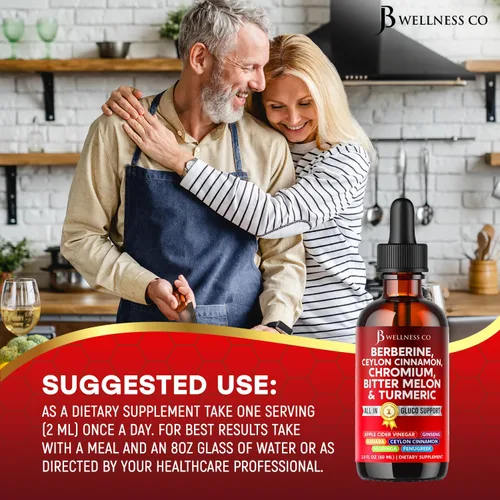 Vista 4 de Berberina con suplemento de canela de Ceilán gotas líquidas + extracto de melón amargo, glucomanano, gimnasia, cromo, cúrcuma, Panax Ginseng