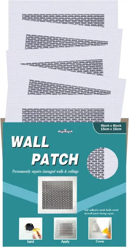 Vista 12 de Parche para paneles de yeso, 2 x 2 pulgadas, 2 piezas, kit de reparación de parches de pared, (2x2-2P)