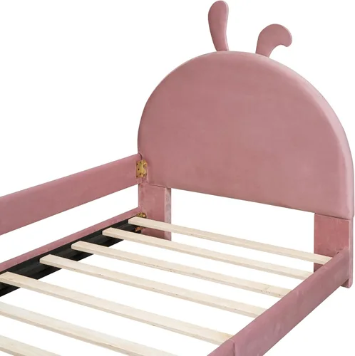 Vista 36 de Harper & Bright Designs Marco tapizado de sofá cama individual para niños, cama de plataforma de terciopelo individual con cabecera clásica