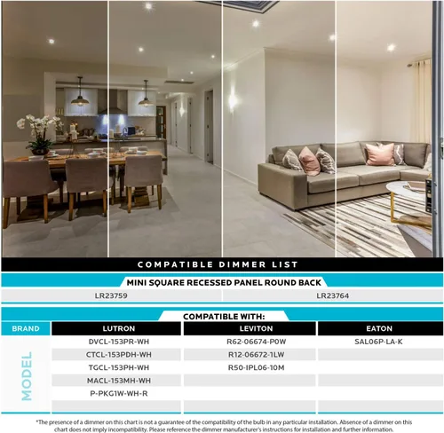 Vista 6 de LUXRITE Iluminación empotrable LED cuadrada ultrafina de 4 pulgadas, 5 opciones de temperatura de color 2700K - 5000K, luz empotrable regulable, 10