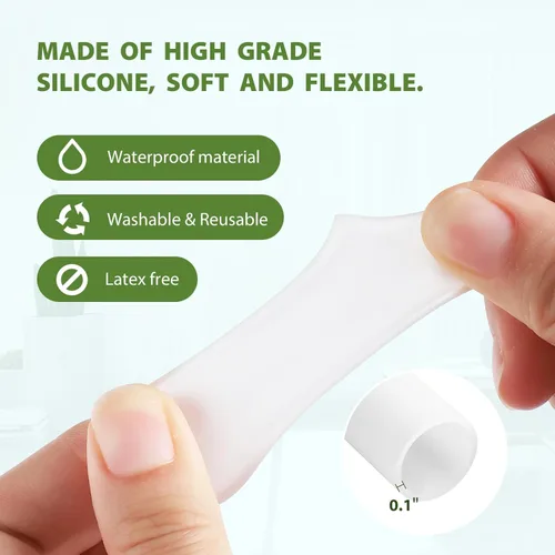 Vista 5 de Bukihome Protectores de dedos de silicona - Juego de 12 fundas de gel para dedos, protectores de dedos - Cubre dedos con aceites esenciales de aloe