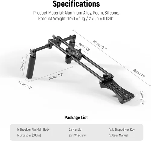Vista 9 de NEEWER SR004 - Kit universal de soporte de varilla, 16"/40 cm, sistema de soporte de varilla de 0.591 in, estabilizador de cámara para videocámara