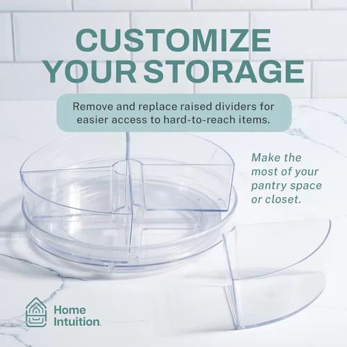 Vista 6 de Recipiente redondo de plástico para almacenamiento de alimentos de Home Intuition Lazy Susan giratorio para cocina