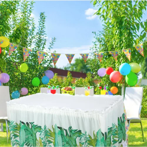 Vista 6 de 2 Pack Black Table Skirt Cover Happy Birthday Tablecloth Party Table Skirt Rectangular Table Cloth Cover for Indoor or Outdoor Parties Style 5