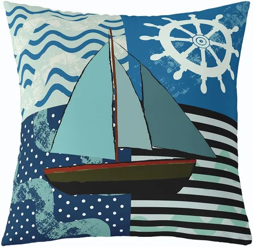 Vista 18 de Erosebridal Funda de almohada con ancla náutica de 20 x 20 pulgadas, funda de almohada azul y blanca para sofá cama, funda de cojín geométrica a