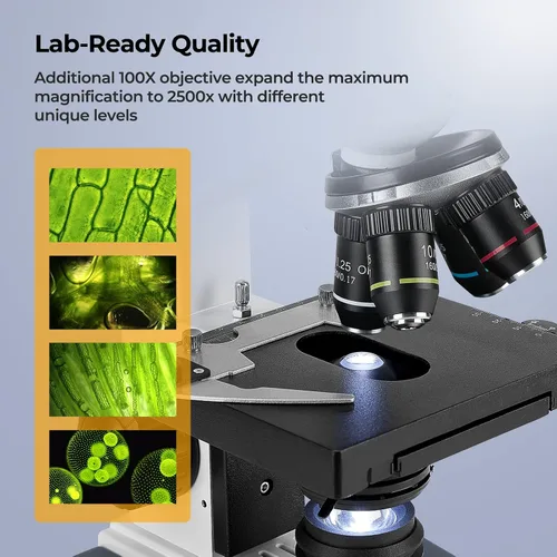 Vista 5 de Infinity-Corrected Polarizing Metallurgical EPI Reflected Illumination Vabiooth Trinocular Microscope 50X-500X Mag, cámara 4K con software