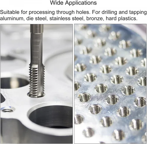 Vista 5 de uxcell 516-20 UN Straight Flute Thread Tap y 0.276 in Twist Drill Bit Set, Titanium Plated 6542 Acero de alta velocidad Broca de perforación Máquina