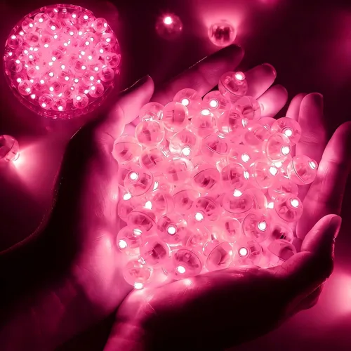 Vista 15 de 50 luces de globo, mini luces LED, redondas, largas esperas, lámpara de bola para linterna de papel, fiesta de cumpleaños, Navidad, Halloween, Azul