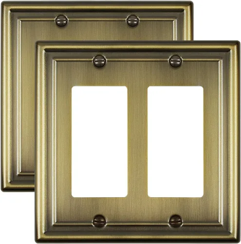 Vista 19 de Paquete de 2 cubiertas para interruptor de luz, cubierta de placa de interruptor de palanca individual, placa decorativa de pared de metal de latón