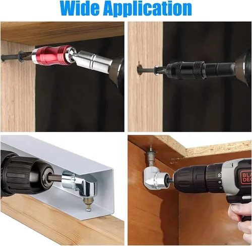 Vista 7 de SUNJOYCO 3 unids 1/4" Magnetic Pivot Drill Tip Holder 105° Adaptador de taladro de ángulo recto Extensión Destornillador de impacto flexible