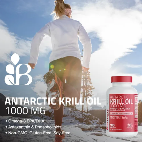 Vista 4 de Bronson Aceite de krill antártico 1000 mg con omega-3 EPA, DHA, astaxantina y fosfolípidos 60 cápsulas blandas