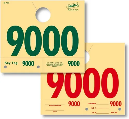 Vista 13 de 1000 números de envío de servicio automotriz Etiquetas colgantes de espejo numeradas 5000-5999 RL78 Estilo Rojo Verde Números de envío de servicio