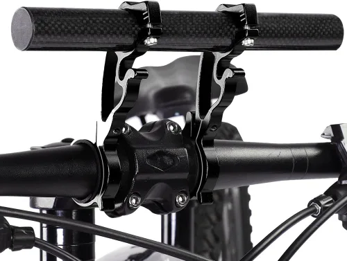 Vista 8 de Soporte extensor, aleación de aluminio, ahorro de espacio, soporte de extensión de manillar doble para velocímetro (20CMNegro)