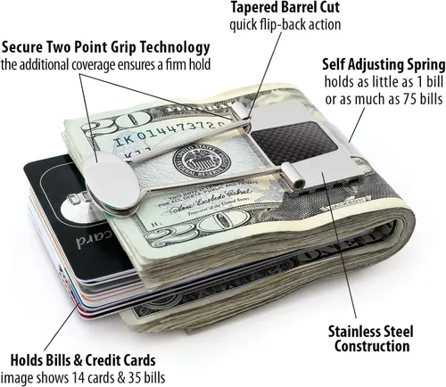 Vista 4 de Speidel Clip de dinero para hombre negocios tarjetero de crédito grabable acero inoxidable