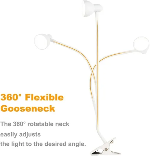Vista 7 de LiFMIRA - Lámpara con clip USB, luz de lectura, 3 modos de color, 10 niveles de brillo regulable, lámpara de escritorio de cuello de cisne flexible