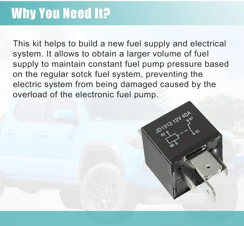 Vista 3 de X AUTOHAUX Kit de relé de bomba de combustible eléctrica universal para sistema de 12 V CC 4 pines 12 V 40 amperios relé 30 amperios disyuntor 80