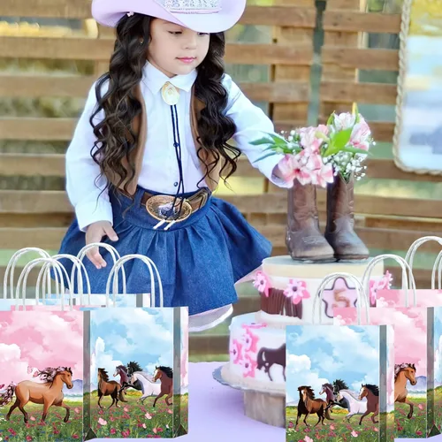 Vista 2 de 16 bolsas de golosinas de caballo para suministros de fiesta de cumpleaños, aperitivos de regalo, dulces con asas para decoraciones de fiesta