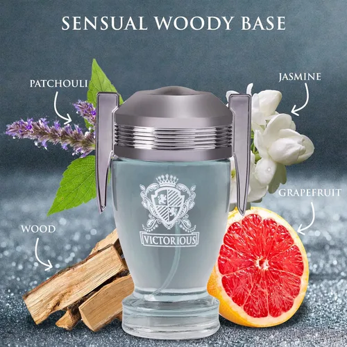 Vista 2 de Victorious for Men Eau De Toilette - Fragancia amaderada y acuática - Hoja de laurel aromática y jazmín y base amaderada de madera de guayaco