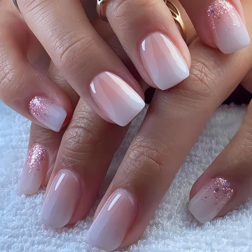 Vista 51 de Uñas Postizas de Mariposa con Purpurina Rosa - 24 piezas de Cobertura Completa Brillantes que se Pegan en Uñas Artificiales Acrílicas
