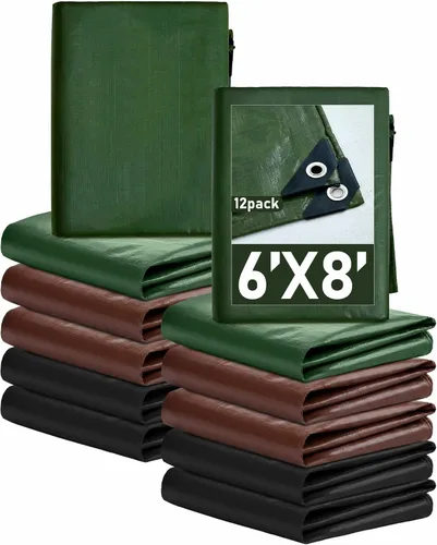 Vista 21 de SmoothNovelty 3 piezas de lona impermeable grande de 4 x 6 pies, lona de polietileno resistente de 5.5 mil de grosor con ojales, cubierta protectora