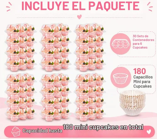 Vista 3 de Soporte para cajas de contenedores de mini cupcakes, 6 unidades con 200