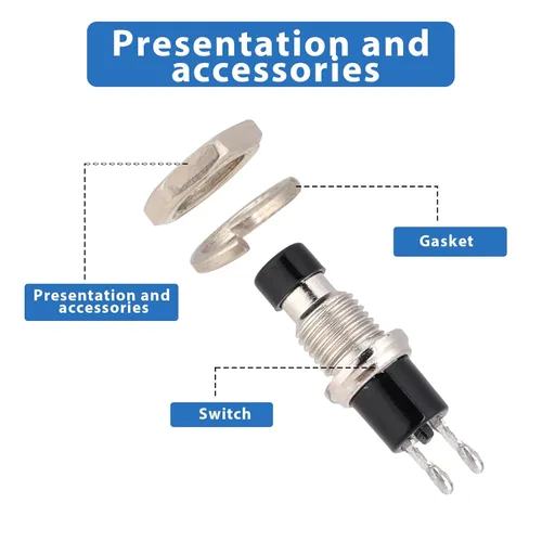 Vista 3 de 12 piezas Mini interruptor momentáneo pequeño normalmente abierto momentáneo botón micro pulsador interruptores 12V precableado 0.276 in 3A 220V