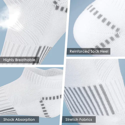 Vista 5 de Airacker Ankle Athletic Running Socks Cushioned Breathable Low Cut Sports Tab Socks for Men and Women (6 Pairs)