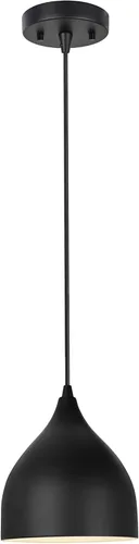 Vista 2 de Aspen Creative 61137-11A - Lámpara colgante ajustable para interiores, metal mate negro y blanco con acabado interior, 6-5/8 pulgadas de ancho x