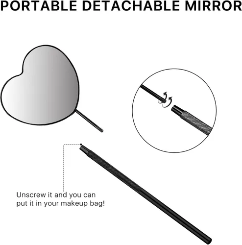Vista 5 de Lovely Lash Mirror - Espejo de pestañas desmontable de acero inoxidable en forma de corazón, suministros y herramientas de extensión de pestañas