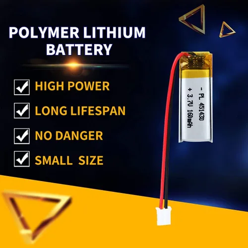 Vista 5 de YDL 3.7V 160mAh 451430 Lipo batería recargable batería de iones de polímero de litio con conector JST