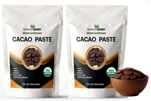 Vista 8 de Pasta de cacao orgánico crudo obleas a granel 1 libra de pasta de cacao sin azúcar, vegana
