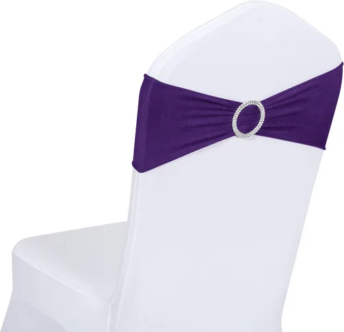 Vista 7 de Obstal 10 cintas elásticas de elastano para sillas de recepción de boda, bandas elásticas universales para silla con hebilla deslizante