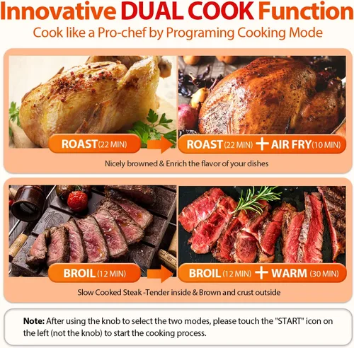 Vista 6 de Aeitto® Horno freidora de aire PRO grande de 32 cuartos Combo de horno tostador con rotisserie, deshidratador y accesorios completos freidora