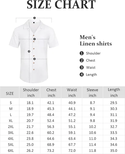 Vista 6 de Alimens & Gentle Camisas de lino para hombre, de manga corta, con botones, de algodón, para verano, playa, cubanas, camisas hawaianas