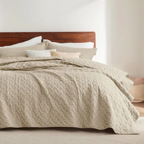 Vista 35 de Bedsure Colchas de tamaño Queen – Colchas ligeras tamaño Queen con patrón de tejido de canasta, ropa de cama suave, edredón de rosa polvorienta