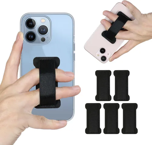 Vista 22 de Soporte de agarre para teléfono de mano, soporte universal para teléfono con correa para dedo, agarre para selfie compatible con la mayoría de 3