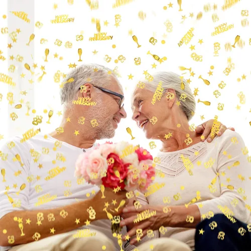 Vista 5 de WILLBOND 3000 piezas de confeti dorado con purpurina para decoración de mesa de 50 aniversario, boda, fiesta de cumpleaños