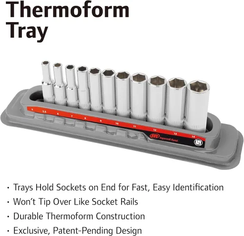 Vista 4 de Ingersoll Rand 11 Pc. Juego de llaves de vaso profundo de 1/4 pulgadas - Métrico 6 Pt.- 752045X