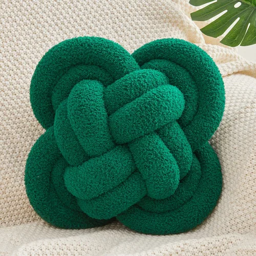 Vista 17 de Xiashrk - Almohada de nudo en forma de bola, almohadas decorativas suaves de 12" para sofá, cama, almohada de lujo en tono marfil blanco con nudo