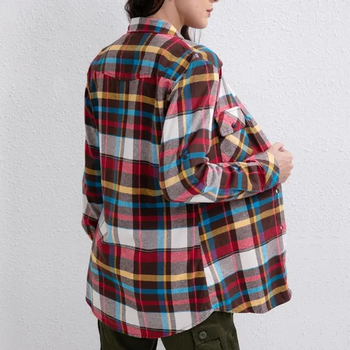 Vista 2 de Match - Camisa de franela de manga larga y a cuadros para mujer