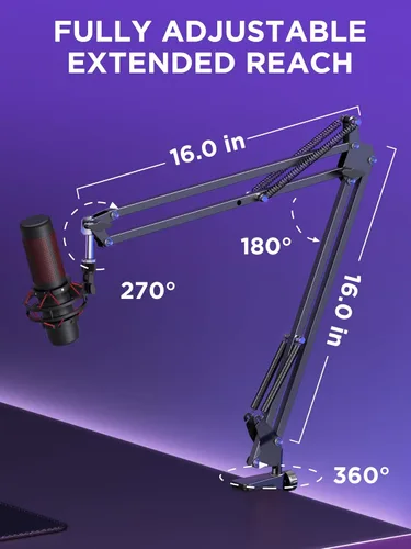 Vista 3 de InnoGear Soporte de micrófono con brazo de brazo para Blue Yeti HyperX QuadCast SoloCast Snowball Fifine Shure SM7B y otros micrófonos, brazo