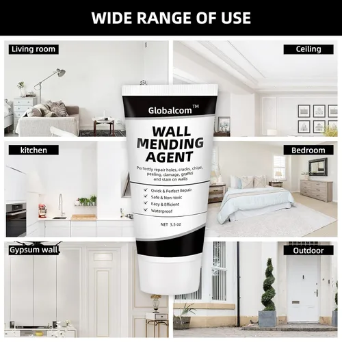 Vista 6 de Kit de reparación de paneles de yeso, kit de reparación de pared de espiga, masilla para rellenar agujeros y daños por crujido, parche para paneles
