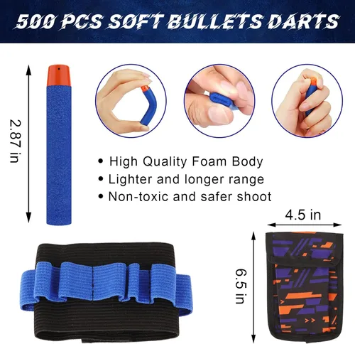 Vista 3 de Tudaymol Nerf Bullets 500 Dardos Oficiales para Serie Nerf N-Elite Dardos de Recarga Balas de Espuma Paquetes de Munición - Compatible con Todos