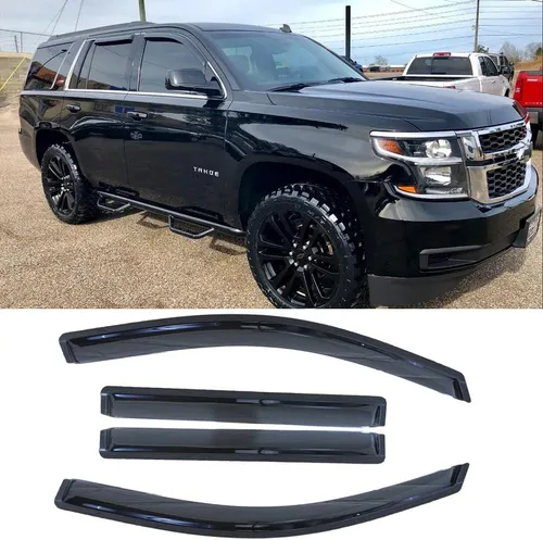 Vista 27 de Viseras laterales cromadas para ventana, deflector de ventilación de viento para Chevry Colorado/GMC Canyon Crew Cab 2004-2012, 4 piezas de montaje