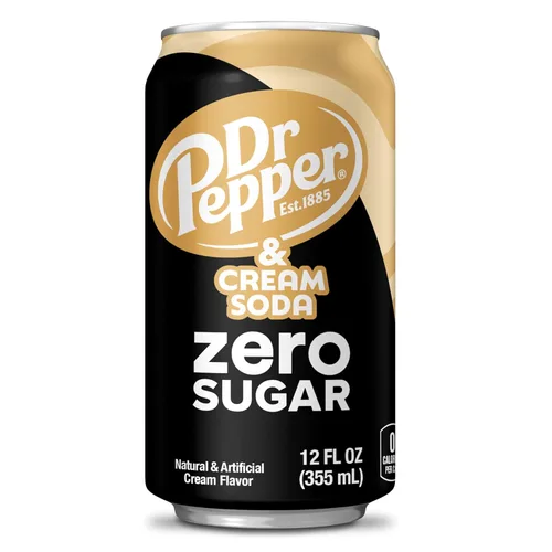 Vista 6 de DR PEPPER and Cream Soda Zero Sugar, latas de 12 onzas líquidas, paquete de 12
