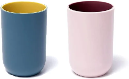 Vista 8 de Juego de 2 vasos irrompibles reutilizables para cepillos de dientes, vasos de plástico para cepillos de dientes, 10.1 fl oz/10.5 onzas, aptos