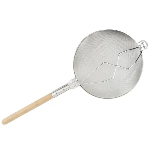 Vista 3 de Winco Colador, 14.0 in de diámetro, malla doble reforzada, mediano, níquel, bronceado