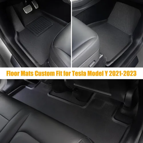 Vista 2 de Alfombrillas para suelo de Tesla Modelo Y para todo tipo de clima, alfombrillas para todo tipo de clima 2024 2023 2022 2021 2020 Modelo Y Accesorios