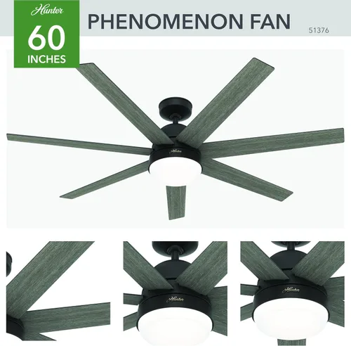 Vista 9 de Hunter Phenomenon, ventilador de techo, inteligente, silencioso, 60 Mate negro