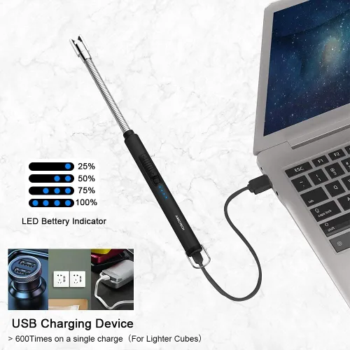 Vista 6 de ARECTECH Encendedor Eléctrico de Arco para Velas, Recargable USB, Sin Llama, Largos Encendedores para Velas, Cocina, Barbacoas, Fuegos Artificiales